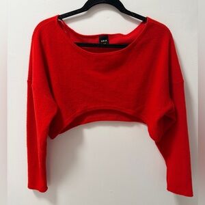 ARIA Red Long Sleeve Cropped Sweater
